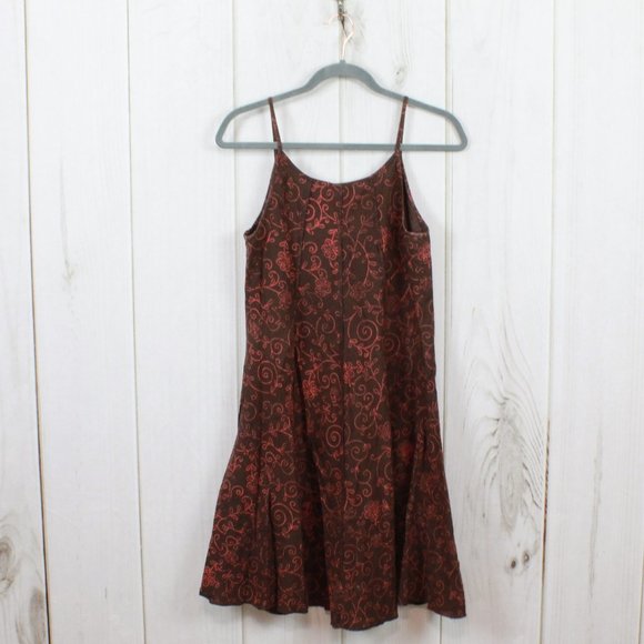 Apsara Brown Floral Spaghetti Strap Lightweight Flowy Cotton Sun Dress Size M - Picture 5 of 10